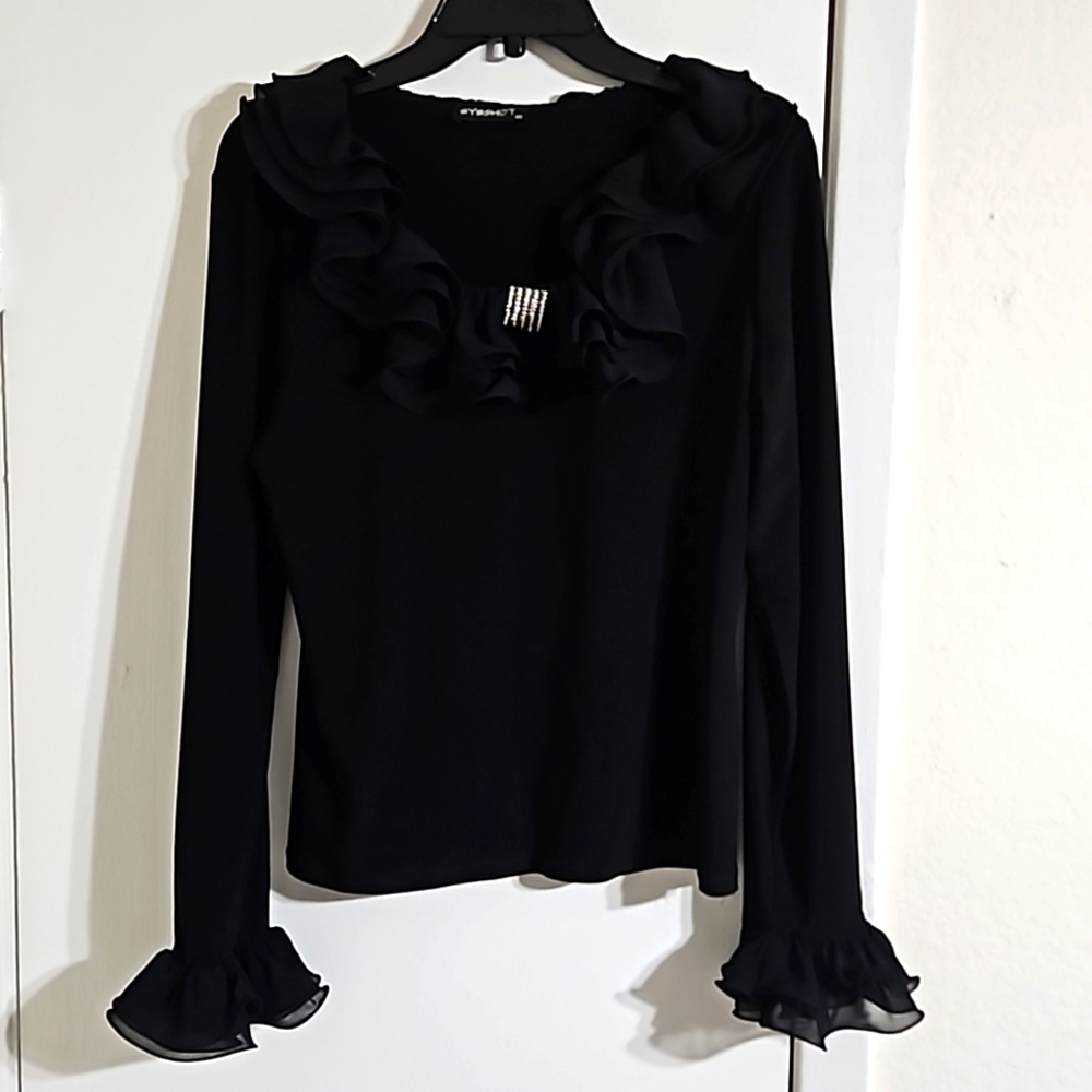 EYESHOT Black Top – Stretch Fabric - Excellent Condition (Size 12)